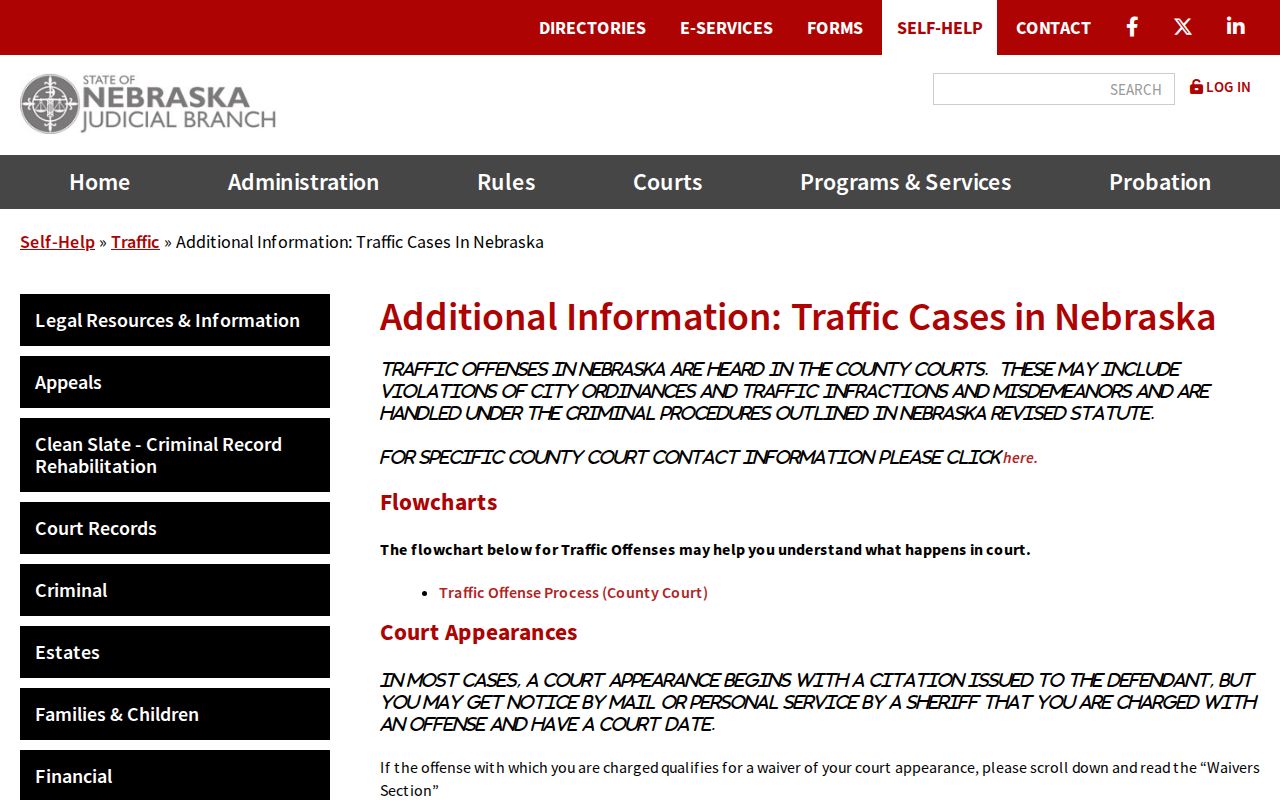 Nebraska Judicial Branch traffic warrant recall warning