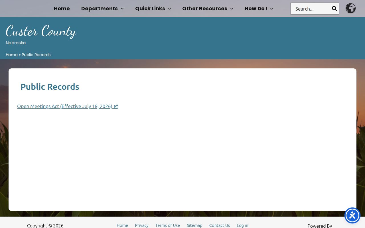 Custer County public records request page